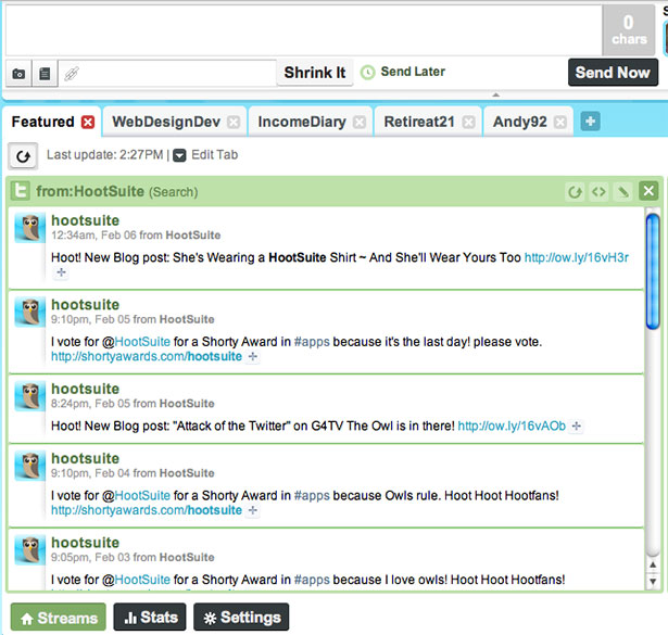 Showcase of Great Web App Interfaces HootSuite App Interface
