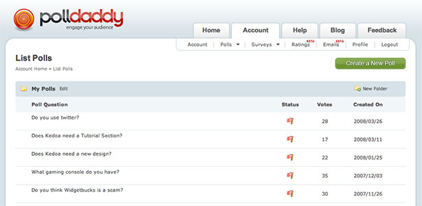 Showcase of Great Web App Interfaces PollDaddy App Interface
