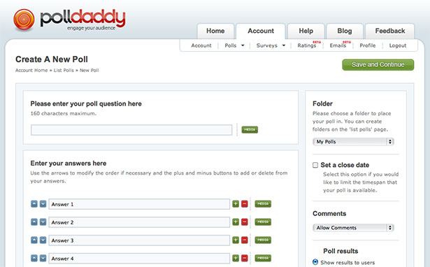 Showcase of Great Web App Interfaces PollDaddy App Interface