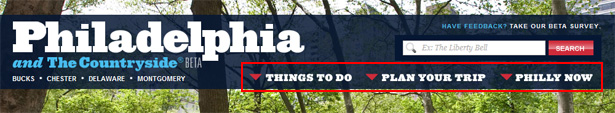 Happy Cog's Redesign of VisitPhilly.com: <br/>An Exemplary Modern Website Main Navigation