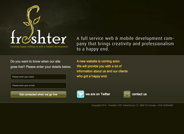 A Collection of "Coming Soon" Web Pages freshter