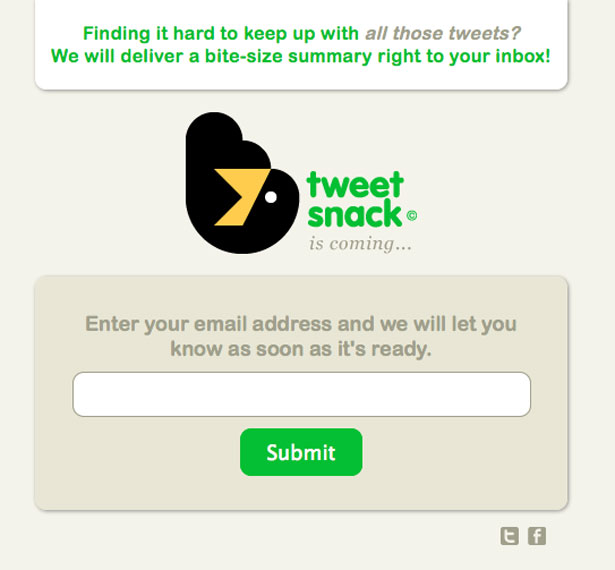 A Collection of "Coming Soon" Web Pages tweetsnack
