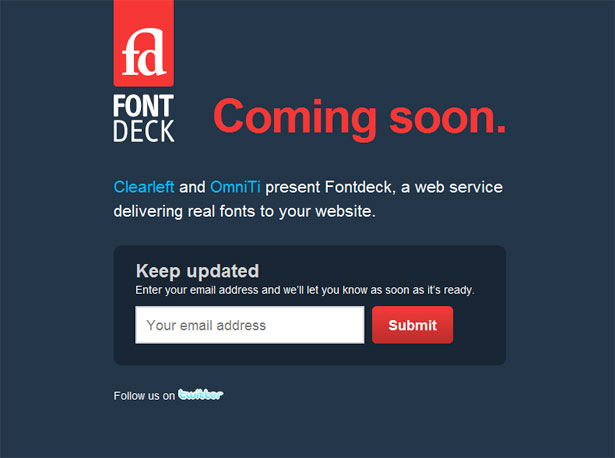 A Collection of "Coming Soon" Web Pages fontdeck