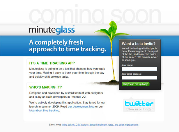 A Collection of "Coming Soon" Web Pages minuteglass