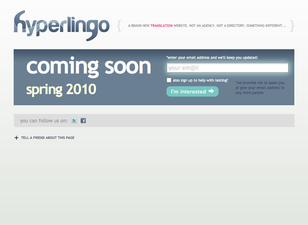 A Collection of "Coming Soon" Web Pages hyperlingo2