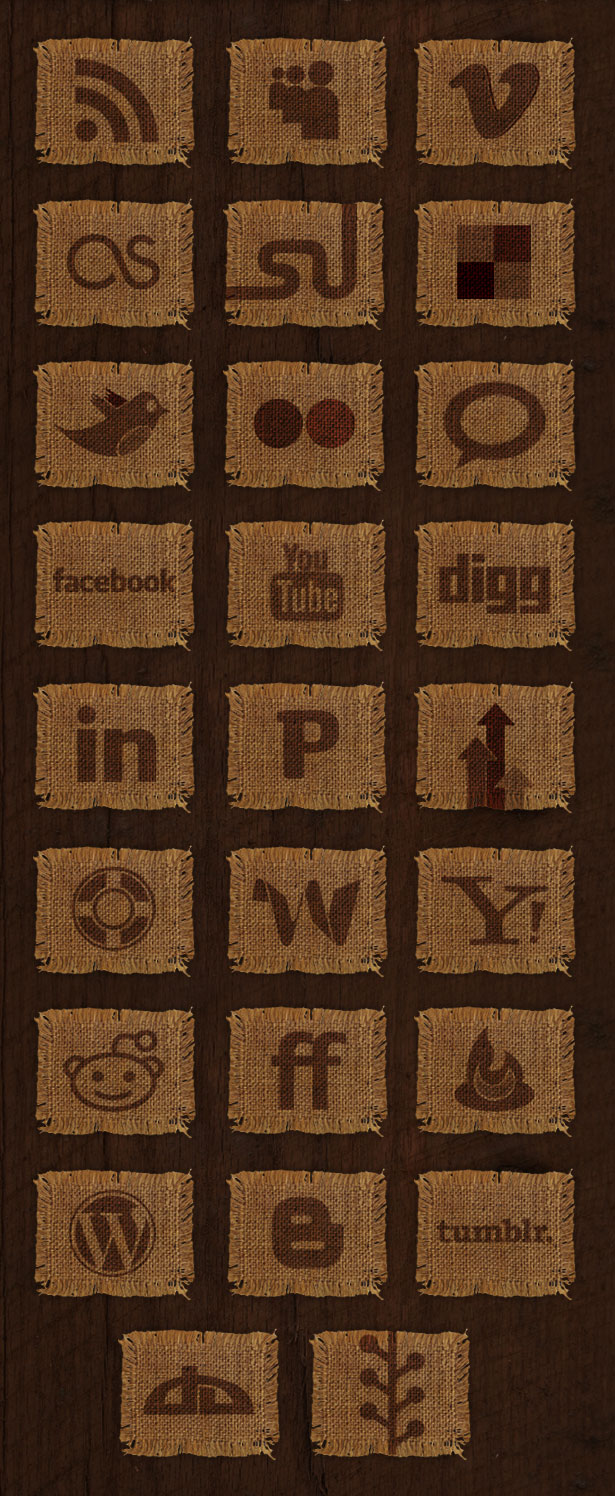 Woven Fabric Social Media Icon Set preview 8