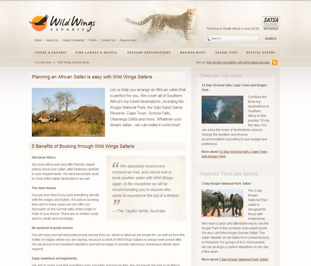 40 Excellent Websites Showcasing Expression Engine Wild Wings Safaris
