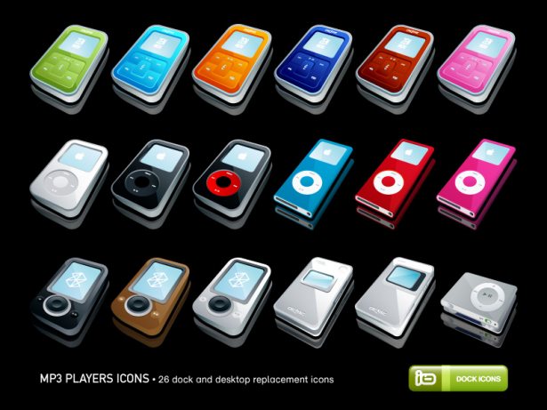 35 High Quality Apple Inspired Icons MP3 Players Icons