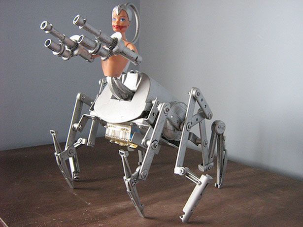 Non-Trashy Recycled and Trash Art mechabarbie