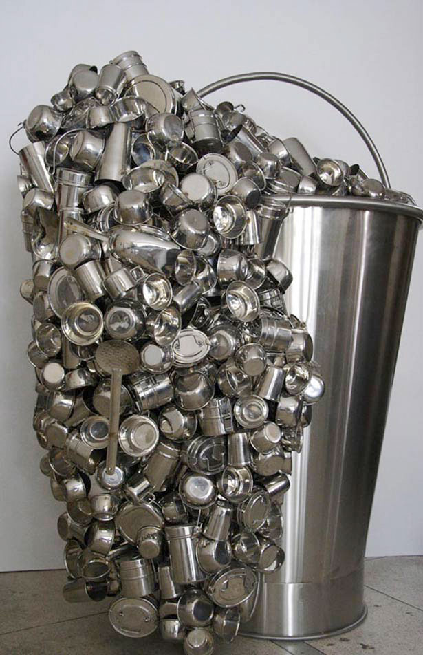 Non-Trashy Recycled and Trash Art subodh gupta bucket