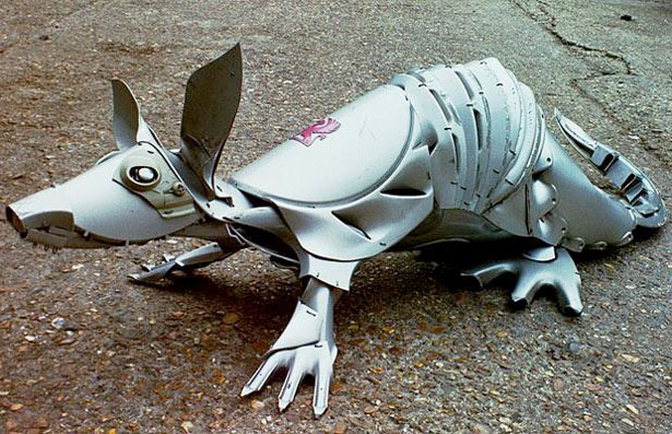 Non-Trashy Recycled and Trash Art armadillo 1114086i
