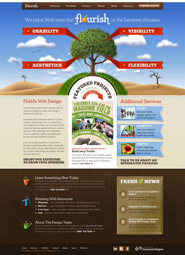 24 Clever Website Designs That Combine jQuery and Illustration scr floridaflourish1