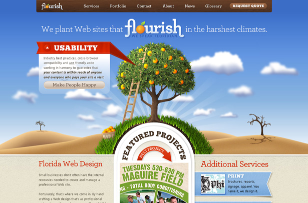 24 Clever Website Designs That Combine jQuery and Illustration scr floridaflourish2