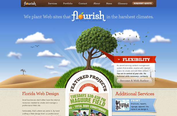 24 Clever Website Designs That Combine jQuery and Illustration scr floridaflourish3