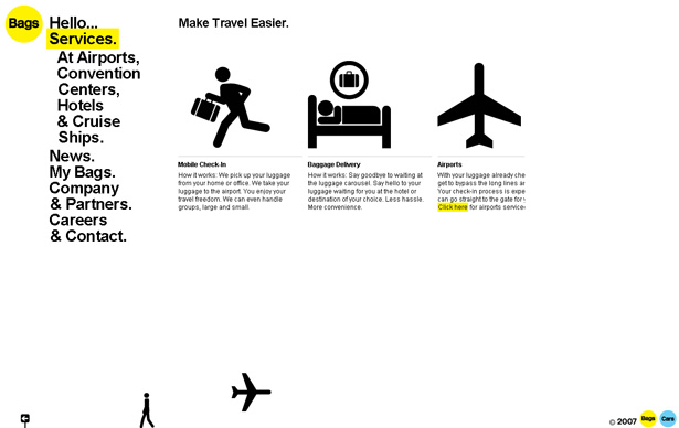 24 Clever Website Designs That Combine jQuery and Illustration scr airportbags2