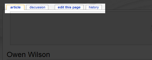 Wikipedia Redesign: What's in Store? wikipedia old tabs
