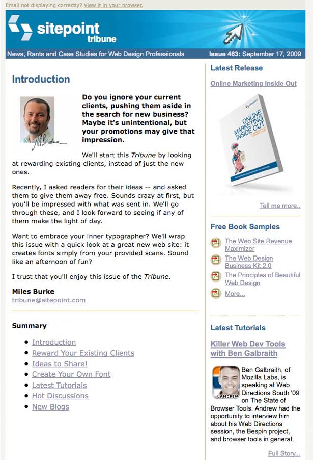 A Guide to Creating Email Newsletters sitepoint tribune