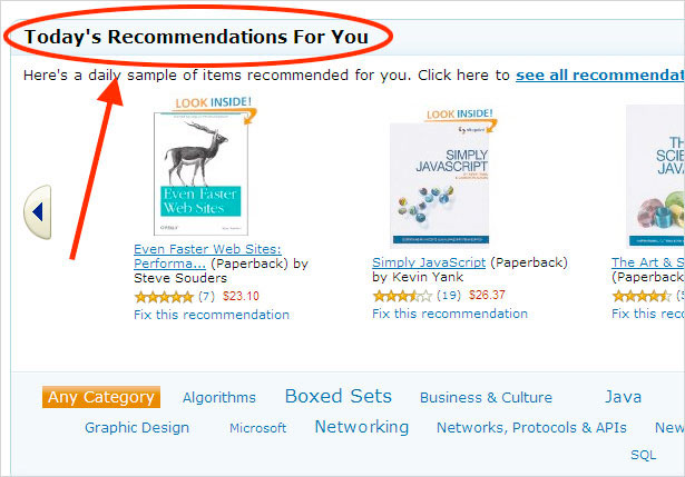 Amazon Recommended Content Amazon Recommended Content