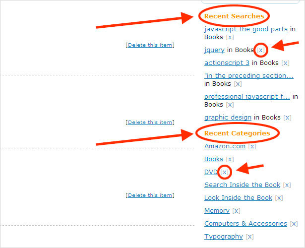 Searches and Categories in Sidebar History Searches and Categories in Sidebar History
