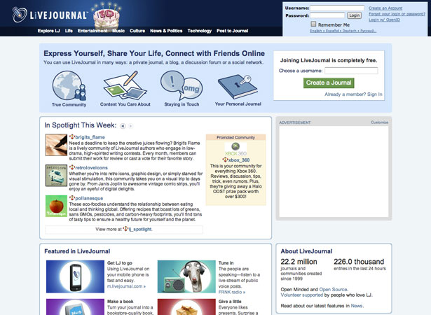 The History and Evolution of Social Media livejournal