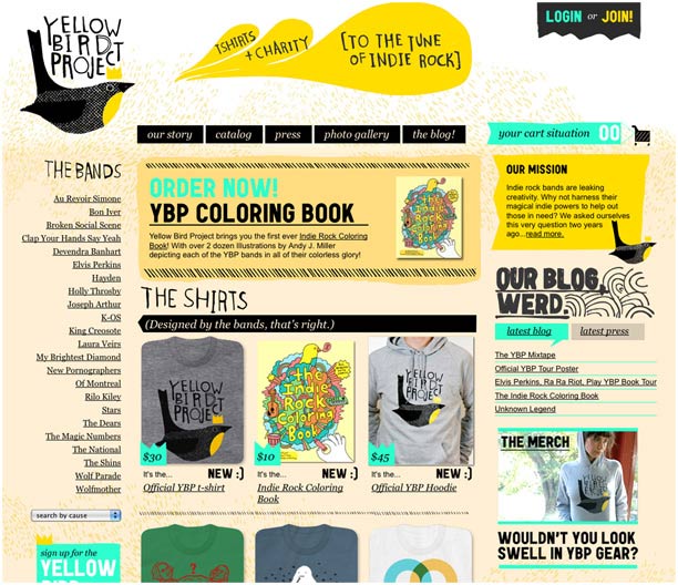 25 Examples of Web 2.0 and Traditional Design Rules Coming Together yellow bird
