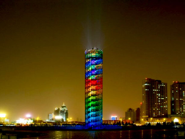 30+ Dazzling and Interactive Media Facades Full Moon Tower
