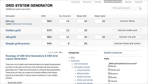 250+ Resources to Help You Become a CSS Expert gridsystemgenerator