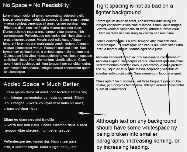 The Dos and Don'ts of Dark Web Design Text White Space