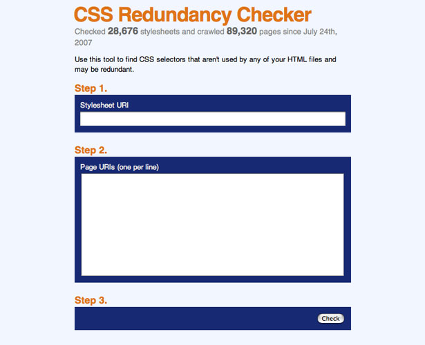 Massive Compilation of Designer Tools CSS Redundancy Checker