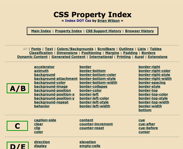 Massive Compilation of Designer Tools All CSS Properties Listed A