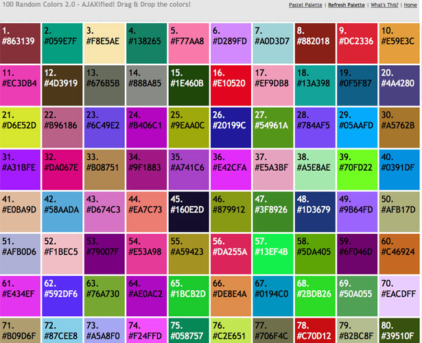 Massive Compilation of Designer Tools 100 Random Colors