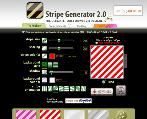 Massive Compilation of Designer Tools Stripe Generator