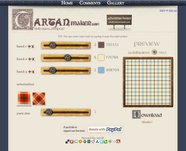Massive Compilation of Designer Tools Tartan Maker
