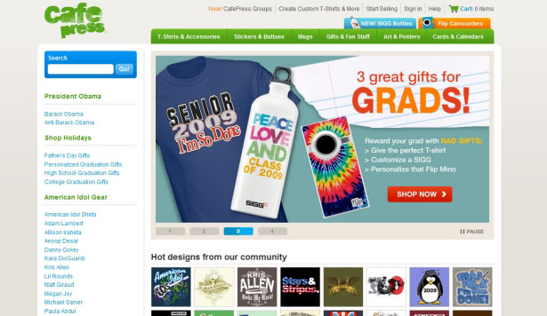 26 Examples of Online T-Shirt Shops Cafe Press