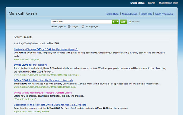 Microsoft search