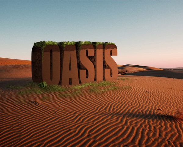 Create a 3D Text Scene Using Photoshop oasis final