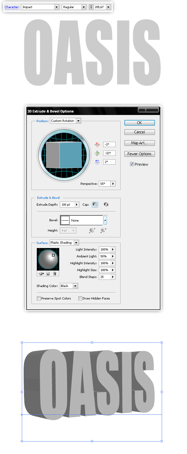Create a 3D Text Scene Using Photoshop oasis 1