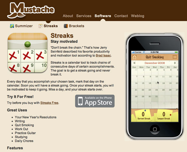 40 Awesome iPhone Application Websites mustache
