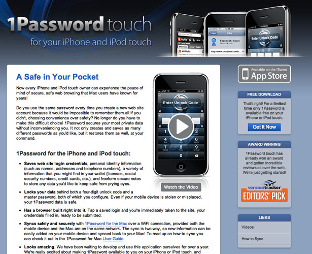 40 Awesome iPhone Application Websites 1password