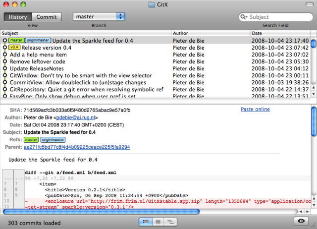 Intro to Git for Web Designers GitX Screenshot