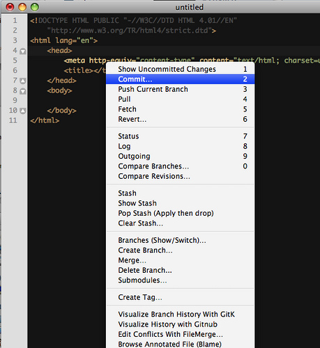 Intro to Git for Web Designers TextMate with Git Bundle installed