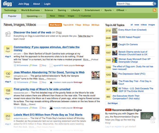 Best Practices for Designing a Social News Website digg