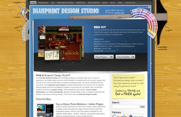 30 Desktop and Office Themed Website Designs chicago web design studio website design restaurant menu design blueprint design studio 1232738820158