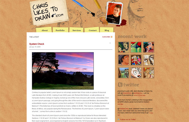30 Desktop and Office Themed Website Designs chris likes to drawc2a0 c2a0blog 1232739269567
