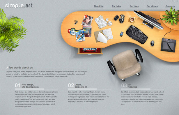 30 Desktop and Office Themed Website Designs design studio simpleart 1232739841205