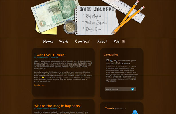 30 Desktop and Office Themed Website Designs john joubert freelance wordpress designer e business consultant entrepreneur blogger 1232740216341