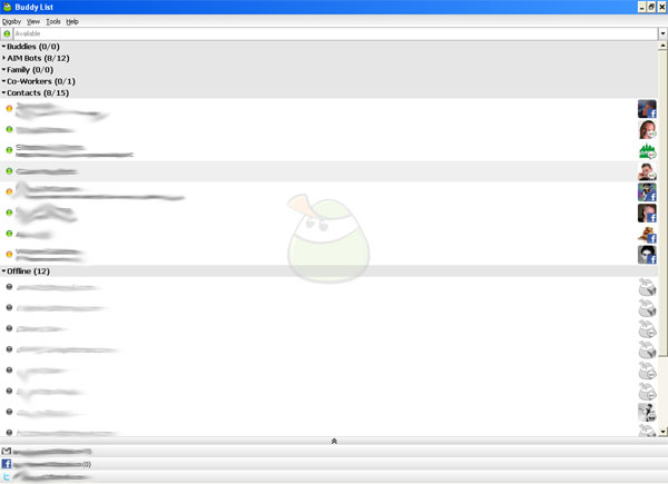 Twitter is No Longer an Option. Why You Should be Tweeting. Digsby Contacts Window