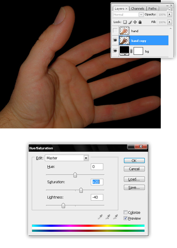 Peeling a Hand in Photoshop hand 5