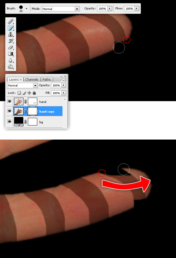 Peeling a Hand in Photoshop hand 10