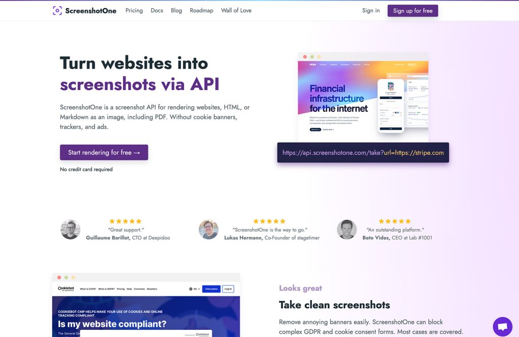 Exciting New Tools for Designers, January 2024 screenshotone